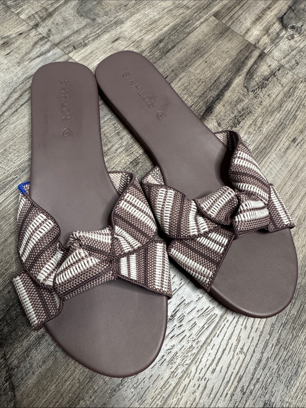 NWOB Rothy’s The Knot Sandals Size 9 Taupe Twist Slides Tie - Picture 2 of 7